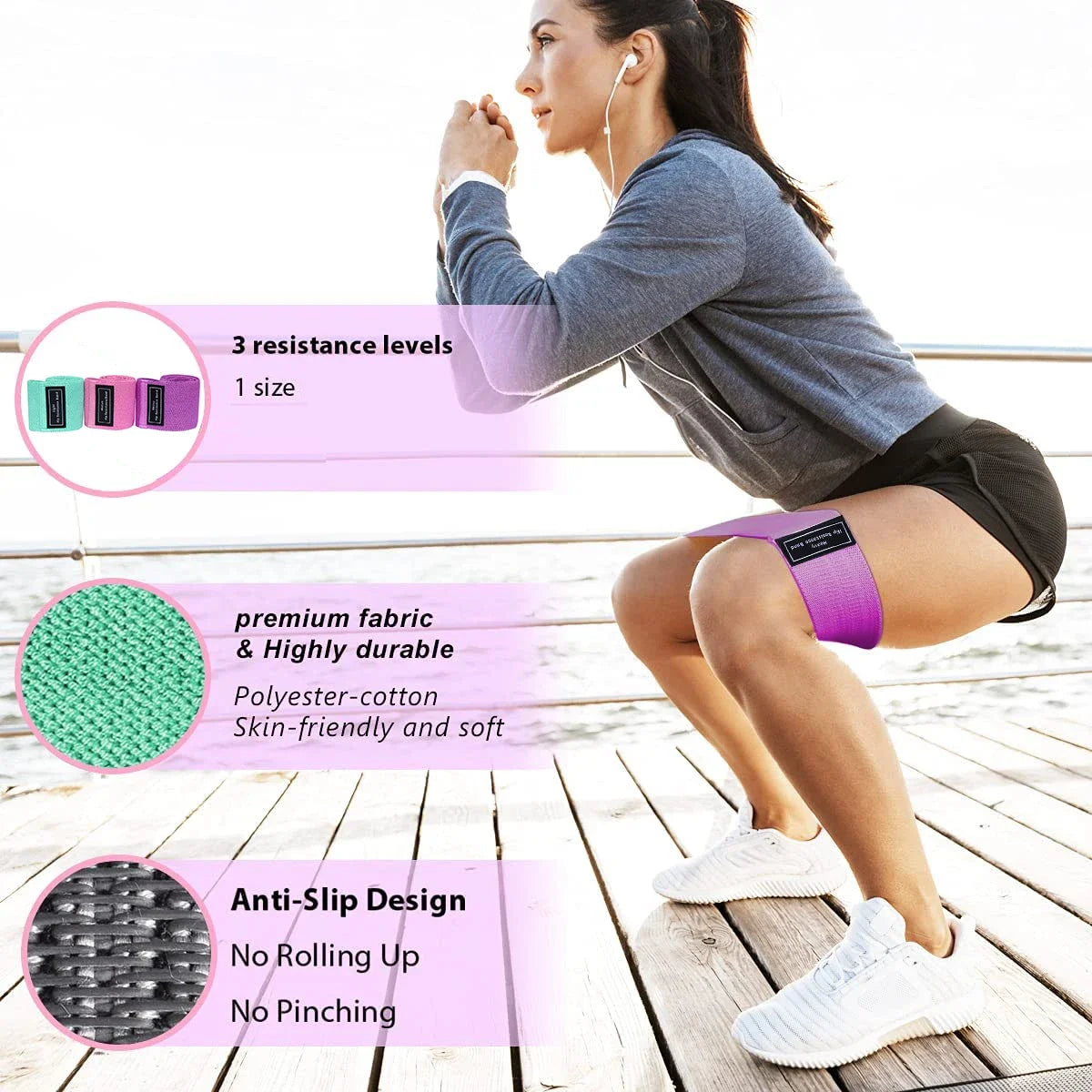 Fabric Resistance Hip Booty Bands Glute Thigh Elastic Workout Bands Squat Circle Stretch Fitness Strips Loops Yoga Gym
