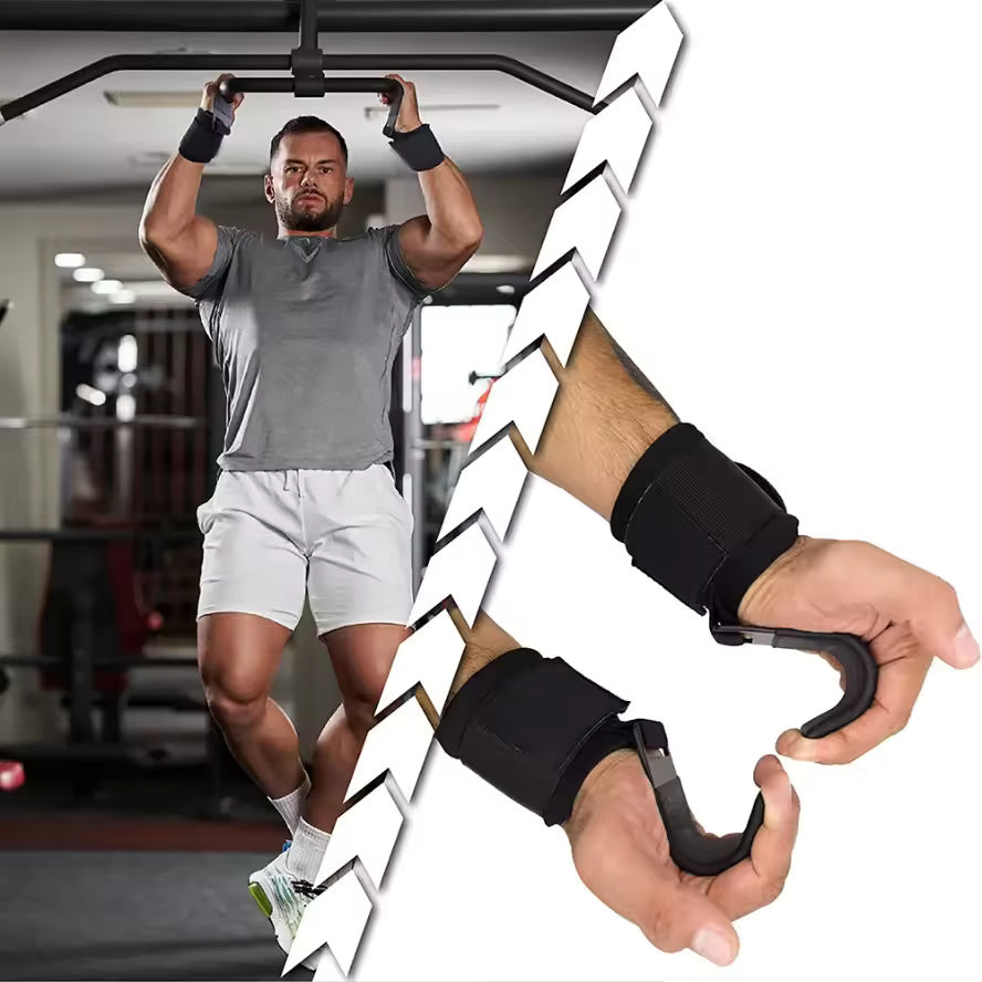 2 Pcs Weight Lifting Hooks - Upgraded Heavy Duty Lifting Wrist Straps for Deadlift, Powerlift, Pull up bar, Liftups, Shrugs, Alternative in Fitness Gym Power Training