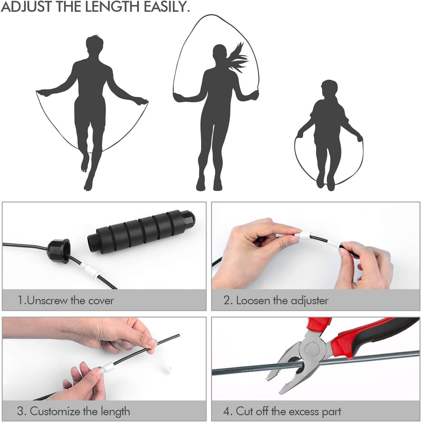 Jump Rope Tangle-Free Rapid Speed Jumping Rope Cable with Ball Bearings for Women Men and Kids Adjustable Steel Jump Rope Workout with Foam Handles for Fitness Home Exercise & Slim Body