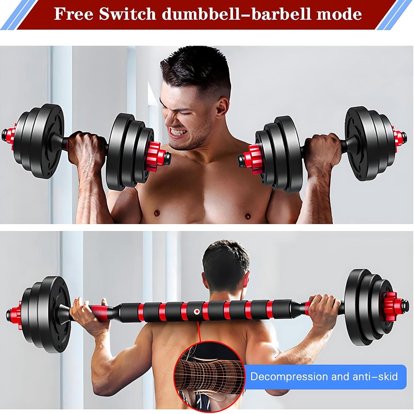 80 lbs. Adjustable-Dumbbells-Sets Free Weights-Dumbbells Set of 2 Convertible To Barbell A Pair of Lightweight for Home Gym, Women and Men Equipment