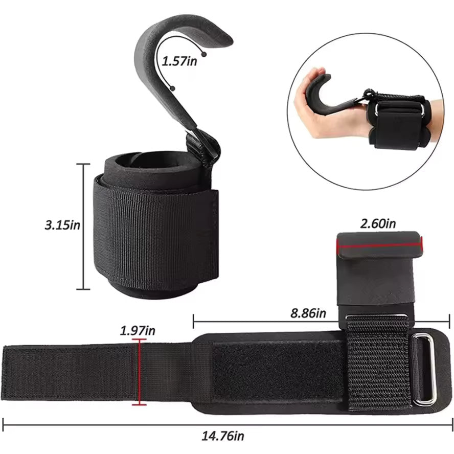 2 Pcs Weight Lifting Hooks - Upgraded Heavy Duty Lifting Wrist Straps for Deadlift, Powerlift, Pull up bar, Liftups, Shrugs, Alternative in Fitness Gym Power Training