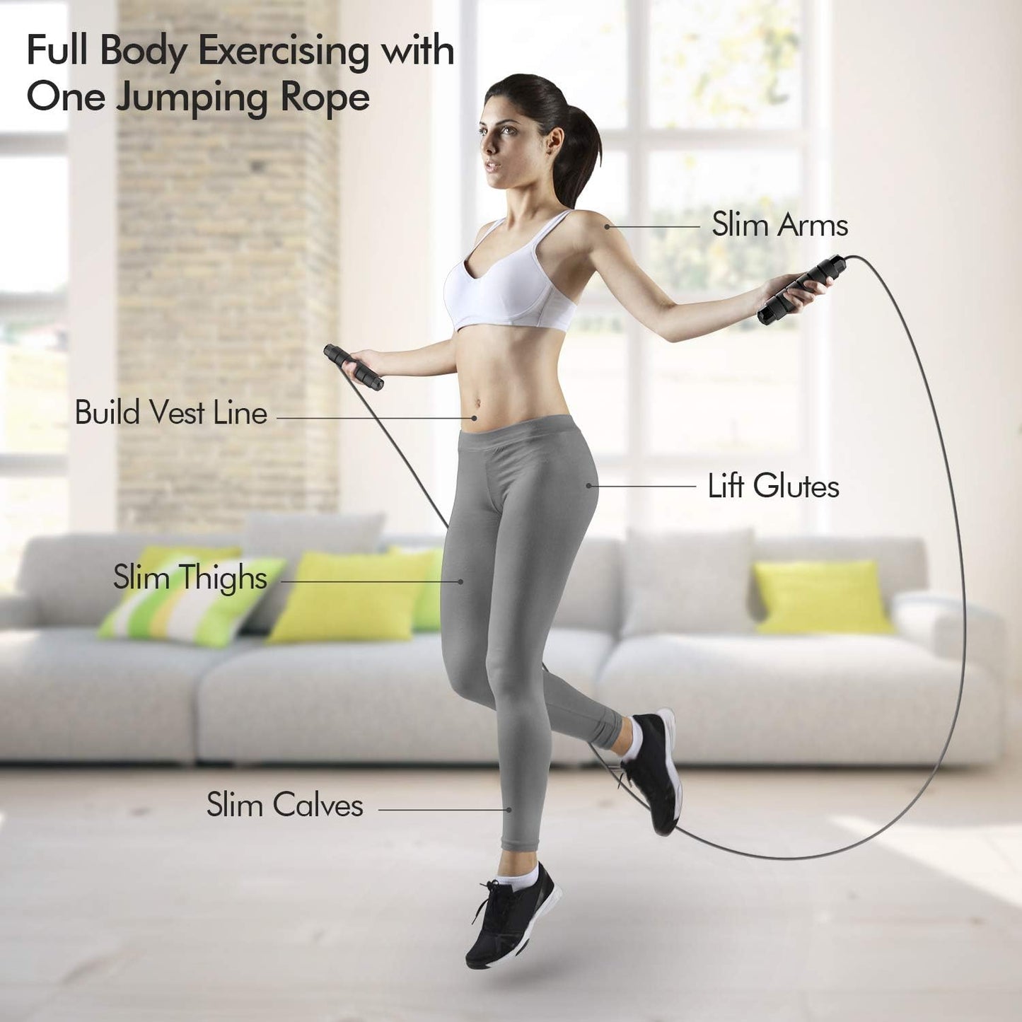 Jump Rope Tangle-Free Rapid Speed Jumping Rope Cable with Ball Bearings for Women Men and Kids Adjustable Steel Jump Rope Workout with Foam Handles for Fitness Home Exercise & Slim Body