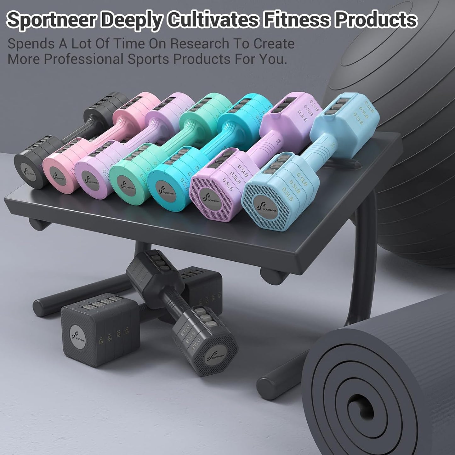 Adjustable Dumbbells Hand Weights Set: Sportneer 5 lb Dumbbell Set of 2 Each 2lb 3lb 4lb 5lb Free Weights Fast Adjust Weight 4 In 1 Weights Dumbbells Set for Women Men Home Gym Exercise Training