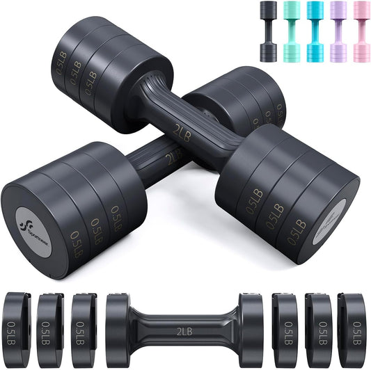 Adjustable Dumbbells Hand Weights Set: Sportneer 5 lb Dumbbell Set of 2 Each 2lb 3lb 4lb 5lb Free Weights Fast Adjust Weight 4 In 1 Weights Dumbbells Set for Women Men Home Gym Exercise Training