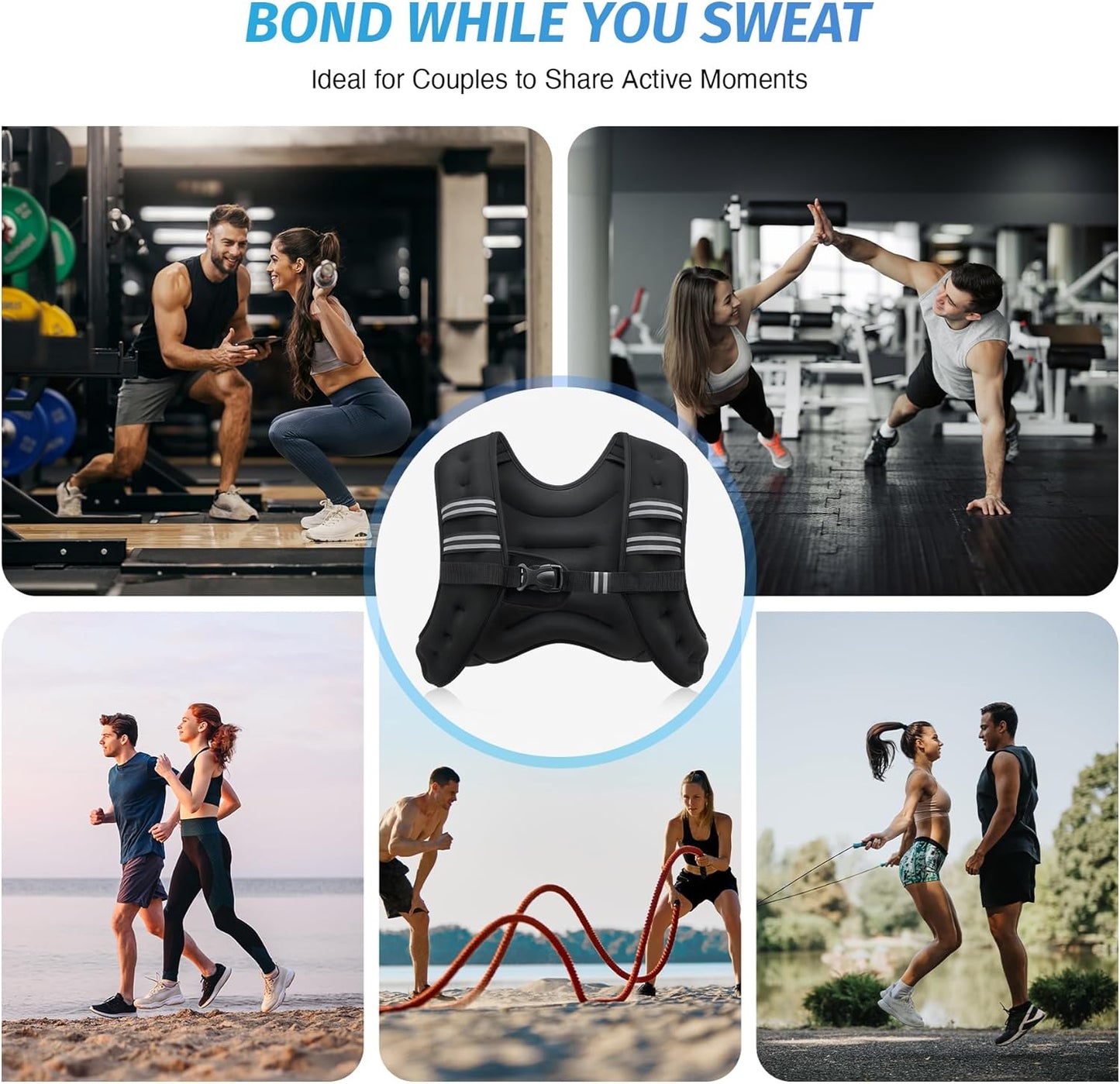 Gym Workout Weighted Vest 6lb/8lb/12lb/16lb/20lb/25lb/30lb  With Reflective Stripes, Strength Training, Running, Fitness, Muscle Building, Weight Loss, Weightlifting